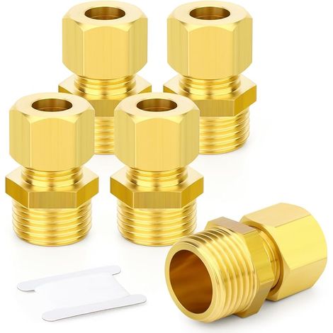 2 Stück Messing-kompressionsfitting, 12 Mm Rohr X 1/2" Bsp Außengewinde, Gerader Anschluss, Für Kupfer-, Kunststoff- Und Aluminiumrohre