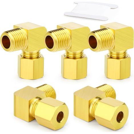 5 Stück 90-grad-winkel-klemmringverschraubung Aus Messing, Rohr Mit 6 Mm Außendurchmesser X Bsp 1/4 Zoll Außengewindeanschluss