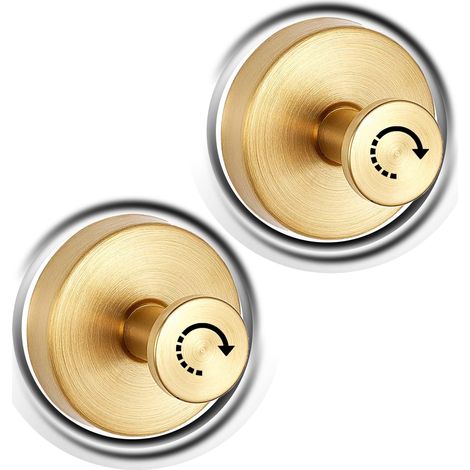 Saugnapf-haken, Wasserdichte, Abnehmbare Und Wiederverwendbare Saugnapf-haken, Selbstklebende Haken Für Badezimmer Und Küche (gold, 2er-pack)