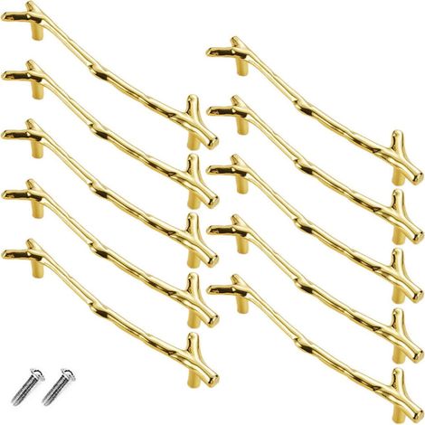 10er-set Vintage-schubladengriffe Aus Zinklegierung Für Schrank, Schublade, Landhaus, Hütte (128 Mm, Gold)