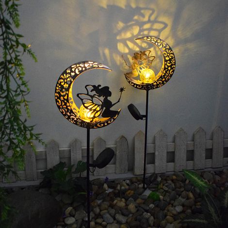 Solargartenleuchte 100 Cm Metallmond Mit Led-glaskugel, Wasserdichte Wegbeleuchtung Mit Blumenfee Und Erdspieß, Solarlampe [energieklasse A+++]