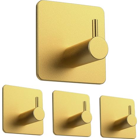 4er-set Selbstklebende Haken Aus Edelstahl – Ohne Bohren – Für Küche Und Badezimmer – Goldfarben