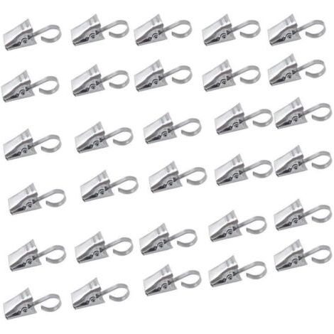 Set Aus Edelstahlhaken Mit Clip Für Duschvorhang, Wohnkultur, Silber. 50 Stück