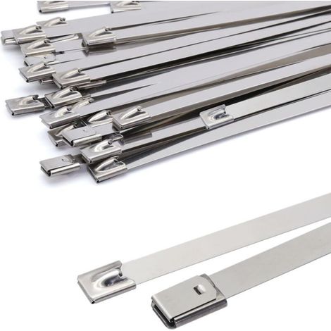 Metall-kabelbinder 300 Mm, 7,9 Mm, Edelstahl-kabelbinder – Metall-zip-ties – Belastbarkeit Bis 120 Kg, 50er-pack