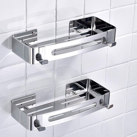 2 Stück Duschablage, Duschregal Für Badezimmer – Edelstahl-aluminium, Klebende Installation Ohne Bohren