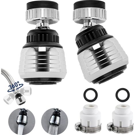 2er-set Küchenarmaturen, 360° Drehbarer Armaturenkopf, 2 Betriebsmodi, Strahlregler Mit 2 Adaptern (m22 Und F24), Wassersparer Für Armatur, Dusche, Küche, Bad