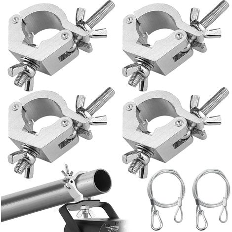 6er-set Truss-klemmen 30–35 Mm Aus Aluminiumlegierung Mit 2 Sicherheitskabeln Für Bühnenbeleuchtung, Zubehör Für Bühnenlicht Und Scheinwerfer, Tragfähigkeit 80 Kg