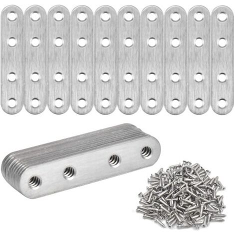20 Stück Flache Befestigungsplatten, Rechte Winkel Aus Edelstahl, Flache Eckverbinder Mit Schrauben, Silber