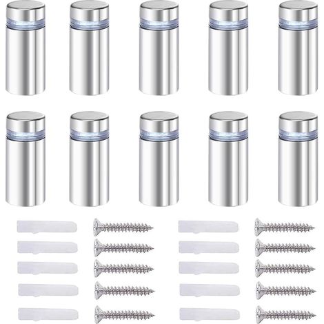 20x Abstandshalter Für Glaswerbung, Achsabstandsbolzen, Glas-standoff Für Werbung, Edelstahl, 12x40mm, Mit Montageschrauben-zubehör
