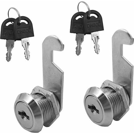 2er-pack Briefkastenschloss, Sicherheitsschloss Mit 4 Schlüsseln, Metall-nockenschloss Für Briefkästen, Schubladen, Schränke, 20 Mm - Silber