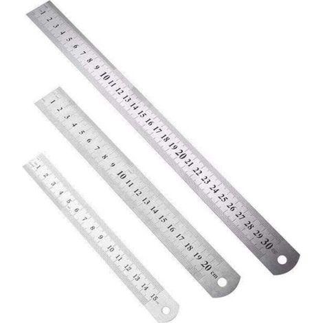 3er-set Metall-lineale Aus Edelstahl, Metrisch Und Imperial, Doppelseitig, Präzisionsmesslineal Für Technik, Unterricht Und Technisches Zeichnen
