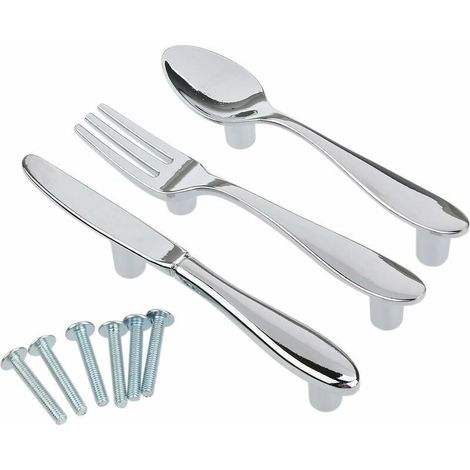 3er Set Messer Löffel Gabel Küchenschrank Schubladenschrank Zuggriffe Knöpfe