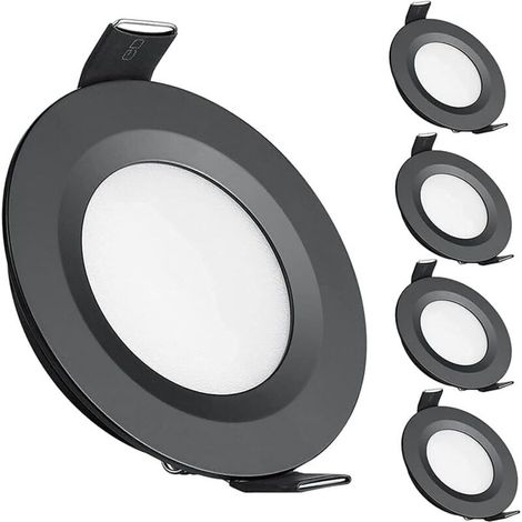 4 X Einbau-led-spots 12v, Ausschnitt 58-65mm, 3w, 6400k, Deckeneinbauleuchte Für Wohnmobil, Boot, Wohnwagen, Van, Yacht, Kaltweiß (schwarz)