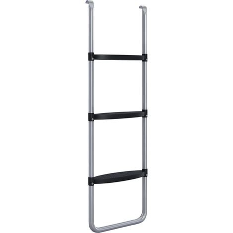 Trampolinleiter Mit 3 Oder 2 Breiten Horizontalen Stufen, Universeller Haken, Tragfähigkeit 120 Kg, 110 X 32 Cm, Silber