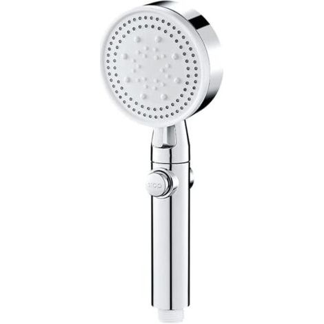 Wassersparender Duschkopf, Kalkhemmend Mit Filter, Universell Und Hochdruck, 5 Strahlarten, Automatische Abschaltung, Silber