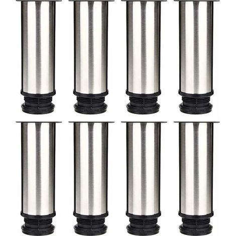 8er-set Möbelfüße, Verstellbare Küchenfüße Ø 50 Mm/höhe 150 Mm, Runde Metallfüße Aus Edelstahl Für Sofa, Tischbeine – Liaiki