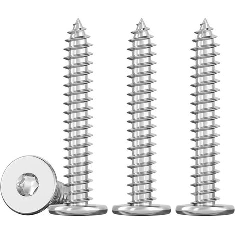 Edelholzschrauben M4x40mm, Dünn, Selbstschneidend Mit Flachkopf, Vollgewindet, 50 Stück