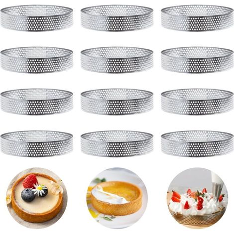 12 Stück Ø10cm Backringe, Perforierte Tortenringe Aus 430 Edelstahl, Kuchenringe, Tartenformen Für Quiches, Kuchen Und Mini-pizzas