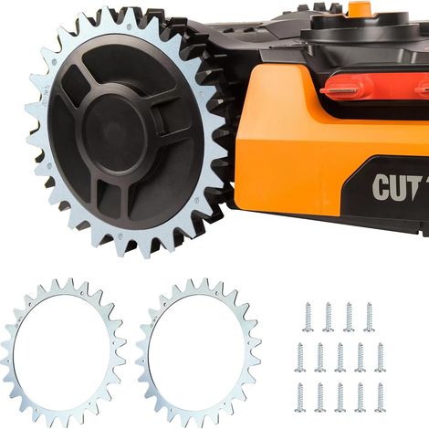 1 Paar Edelstahl-traktionsspitzen Ø 225 Mm, Kompatibel Mit Worx Landroid L Modell, Roboterrasenmäher-spikes Mit 14 Schrauben Für Wr153e Wr155e Wr147e.1 Wr148e, Verbesserte Traktion