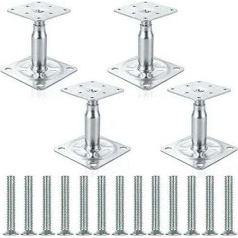 Verstellbare, Verzinkte Stützenfüße Von 100 Bis 150 Mm, Robuste Dachstützen Für Den Bau – 4er-set