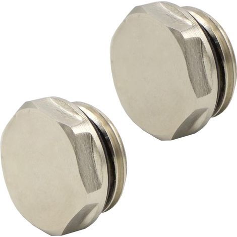 Satz Von 2 Verschlussstopfen Für Heizkörper Und Verteiler 1/2", Selbstabdichtend, Aus Vernickeltem Messing