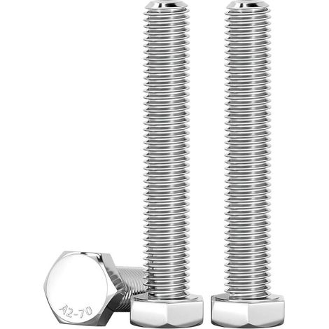 M10 X 100mm Sechskantschrauben Aus Edelstahl A2 V2a, Sechskantschraube Din 933, Edelstahlschraube M10, Schraube Für Automobil- Und Maschinenbau, Silber, 10 Stück