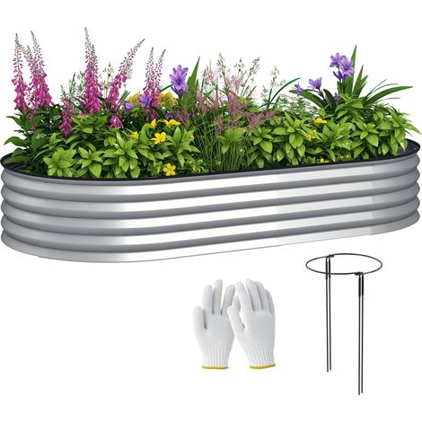 Erhöhtes Verzinktes Stahl-pflanzbeet, Gartenbeet Mit Gummikante, 181 X 93 X 30 Cm, Silber