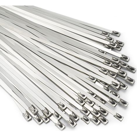 Satz Mit 100 Vielseitigen Kabelbindern Aus Robustem Edelstahl, 4,6 X 300 Mm, Geeignet Für Maschinen, Auspuffrohre, Landwirtschaftliche Betriebe Und Mehr.