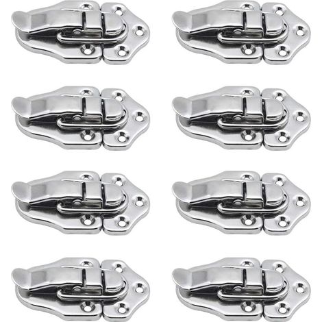 8 Klappverschlüsse Mit Riegel, Kipphebel-verschluss, Hebelverschluss Für Schmuckkästchen, Geschenkboxen, Werkzeugkisten, Koffer Und Truhen - Silber