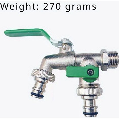 Doppelter Außenzapfhahn Aus Zinklegierung – Eingang 3/4", Doppelter Ausgang 1", Universalgewinde Mit Schnellkupplung Für Gartenbewässerung