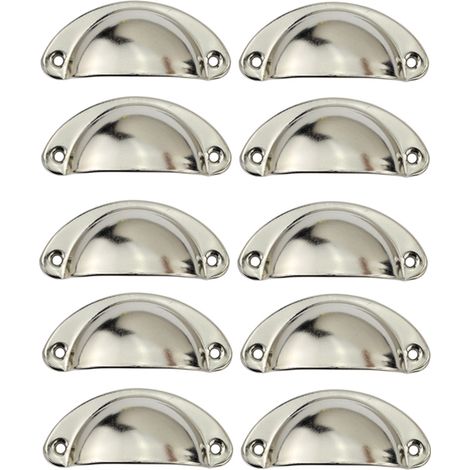 Satz Von 10 Türgriffen, 81 Mm, Dekoration Für Möbel Und Schubladen - Silber