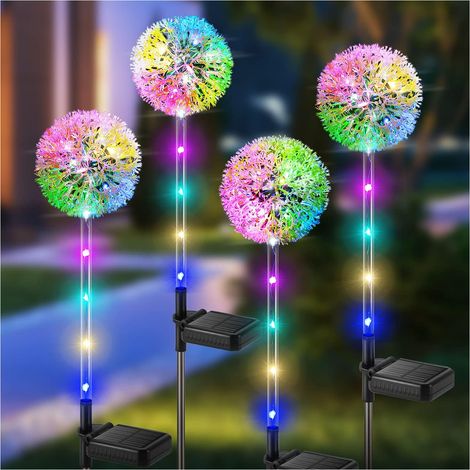 Solargartenlampe, 4 Stück Löwenzahn-solarlampen Mit Farbwechselnden Leds, Wasserdichte Solar-außenleuchten Für Rasen, Balkon, Terrasse, Hof, Halloween- Und Weihnachtsdekoration