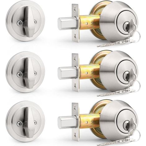 Sicherheitszylinderschloss Mit Seitlichem Schlüssel, Gebürstetes Nickel, Mit Schlüsselgriff, 3 Stück