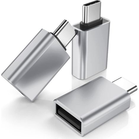Argent - Usb-c-stecker Auf Usb 3.0-buchse Adapter, 3er-pack, Thunderbolt 3 Typ C Otg-key-konverter Für Macbook Pro 2022, Ipad Mini 6, Air 4, 5. Generation, Surface Go, Microsoft Galaxy S23, S23, S21,