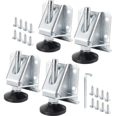 4 Verstellbare Und Robuste Nivellierfüße Für Möbel Mit Kratzschutzpads, Schrauben Und Kontermuttern Für Werkbänke, Schränke Und Tische, Silber