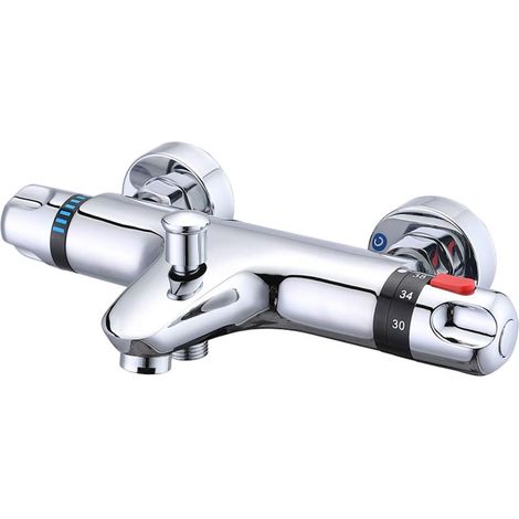 Importierte Umgekehrte Thermostatische Badewannenarmatur, Wandmontierte Badewannenarmatur, Thermostatische Duscharmatur Mit Warmwasser, Dreifache Temperaturkonstanz, Standardzubehör