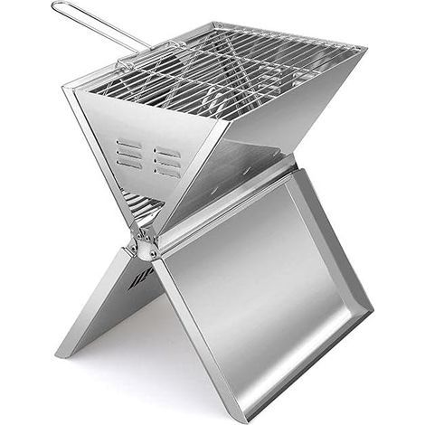 Tragbarer Und Flexibler Edelstahl-grill Für 2–3 Personen, Ideal Für Garten, Terrasse, Camping Und Strand (35 X 24 X 39 Cm).