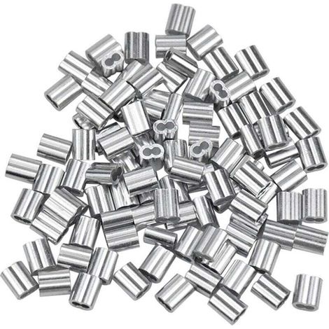100 Stück Aluminiumhülsen, Aluminium-kabelklemmen, Aluminium-quetschverbinder Mit Doppelendhülsen Für Stahlseile, Flugzeugseil, Silberfarben (1,5 Mm / 0,06 Zoll)