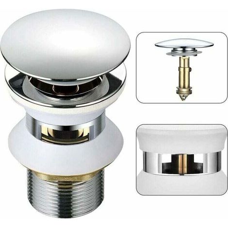 Universelles Waschbeckenventil Mit Überlauf, Automatischem Push-open-klick-clack-mechanismus Für Badezimmer, 1-1/4 Zoll, Verchromtes Messing