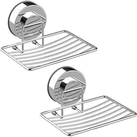 2er-set Seifenspender Mit Saugnapf Aus 304 Edelstahl, Schwammhalter, Langlebiges Ablagefach Für Bad Und Küche, Ohne Bohren, Silber