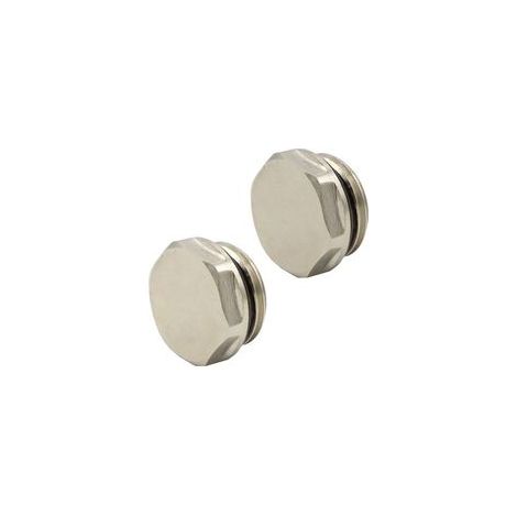 2er-set Absperrstopfen Für Heizkörper Und Verteiler 1/2", Selbstabdichtend, Aus Vernickeltem Messing