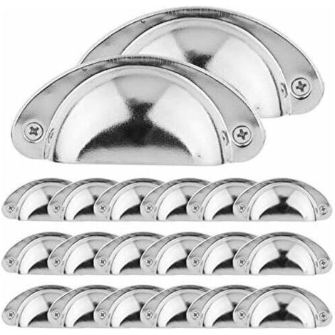 20 Vintage-muschelgriffe Für Küchenschubladen, Gebogene Eisen-türknöpfe Für Schränke, Retro Möbelgriffe, Eisenknöpfe (silber)