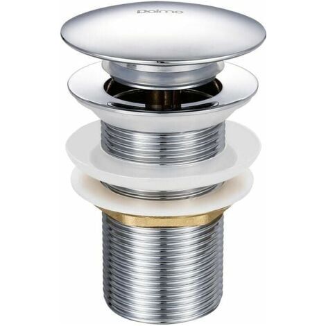 Pop-up-waschbeckensiphon Ohne Überlauf – Verchromtes Messing – Druckknopfmechanismus – Durchmesser 66 Mm – Höhe 78 Mm – Anschluss G 1-1/4