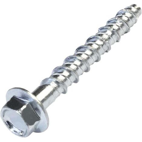 Satz Von 10 Betonschrauben Mit Sechskantkopf Und Flansch Ø6x50 Mm - Direkte Befestigung Ohne Dübel - Für 7,5 Mm Innensechskantschlüssel - Aus Stahl - Für Renovierungen