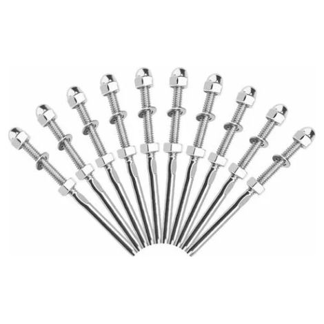 Edelstahl-kabelverbinder Für Takelage, Überwurfmutter, Gerade Stange, Kabelverbinder Für Geländer, 1/8", 10 Stück