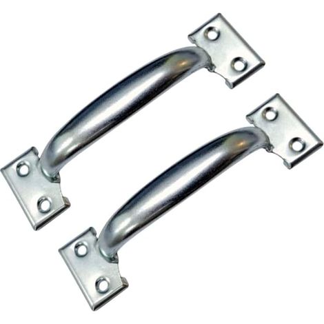 Set Aus 2 Retro Scheunentürgriffen Für Küchenschränke, Lochabstand: 58 Mm, Silberfarbenes Eisen