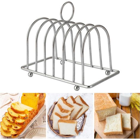 Brotständer, Verformungsfrei, Mit Tragegriff, Rutschfeste Kugelfüße, Rostfreier Edelstahl, 6 Schlitze, Toast- Und Brothalter Für Bäckereien