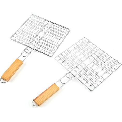 2-teiliger Tragbarer Edelstahl-grill, Tragbarer Grillkorb Aus Edelstahl Für Steak, Fleisch, Garnelen, Gemüse Und Fisch