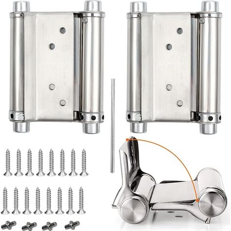 Saloon-türscharniere Mit Feder – 2er Set – Edelstahl – Tragkraft Bis Zu 15 Kg – Abmessungen 76 Mm X 90 Mm - 3 Zoll