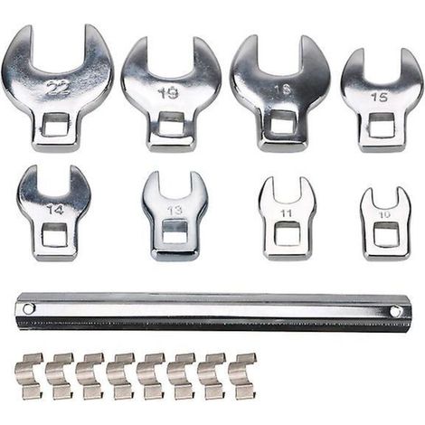 8-teiliges Crowfoot-schlüsselsatz 10 Bis 22 Mm – Geschmiedeter Chromstahl – Wechselkopf Für 3/8-zoll-ratsche – Profi-werkzeug